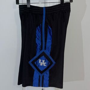 Vintage NIKE Kentucky Wildcats SEWN UK Black Blue Shiny Retro Basketball Shorts